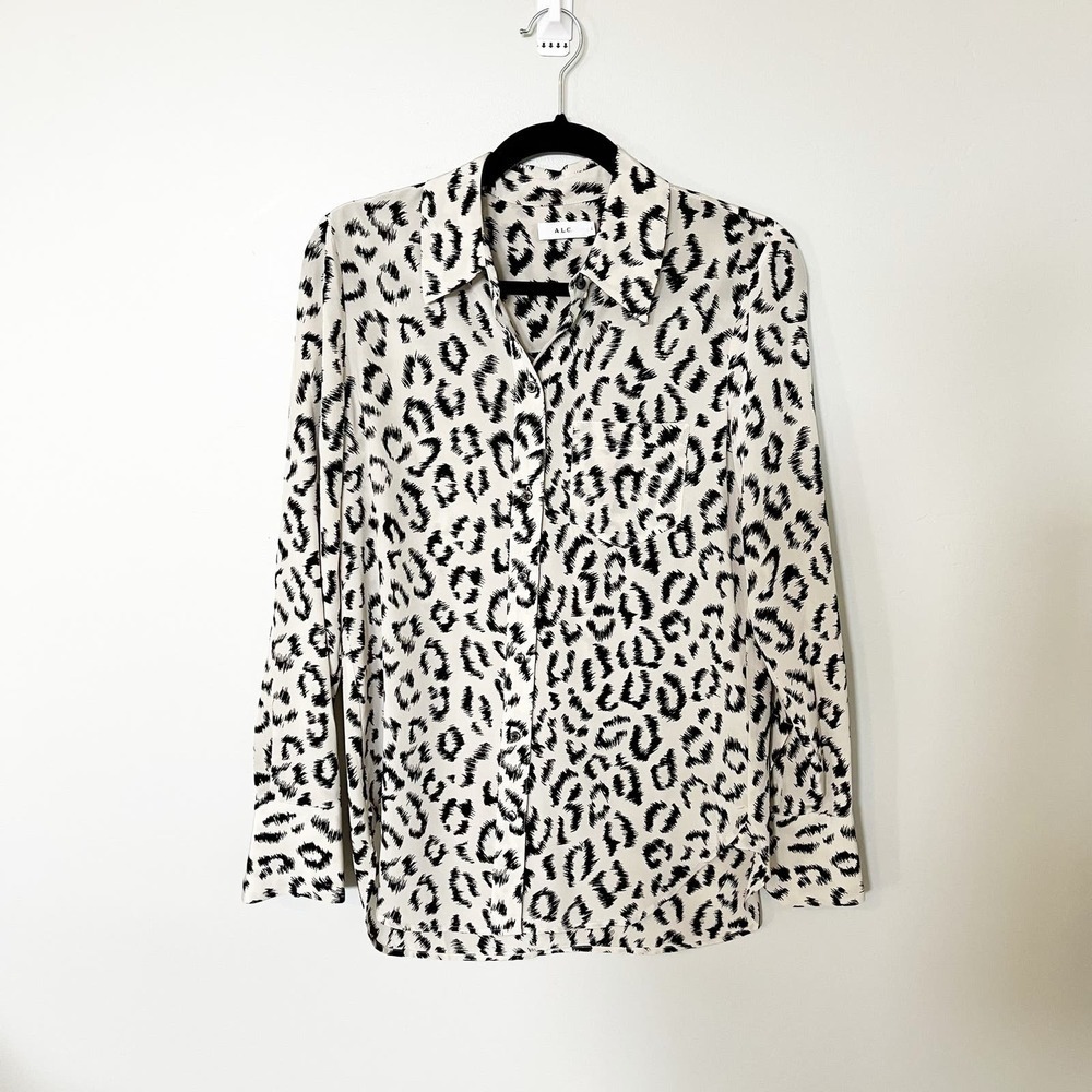 A.L.C. Emerson Leopard Printed Silk Button Down women’s size 2